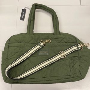 Marc Jacobs Large Weekender Duffle Bag Dark Green Quilted Technical Fabric NWT